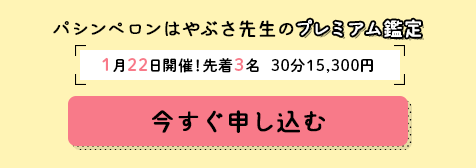 パシンペロンはやぶさ先生のプレミアム鑑定！1月22日開催！先着3名 30分15,300円！今すぐ申し込む
