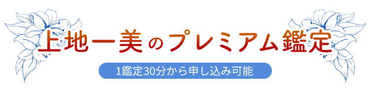 上地一美のプレミアム鑑定 1鑑定 30分から申し込み可能