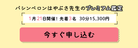 パシンペロンはやぶさ先生のプレミアム鑑定！1月21日(金)開催！先着3名 30分15,300円！今すぐ申し込む