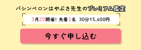 パシンペロンはやぶさ先生のプレミアム鑑定！3月20日(月)開催！先着2名 30分15,600円！今すぐ申し込む