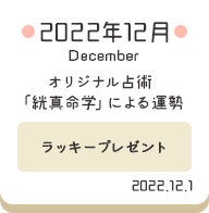 2022年12月 オリジナル占術「絖真命学」による運勢【ラッキープレゼント】