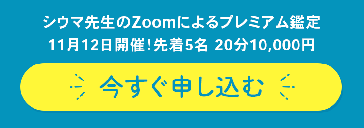 シウマ先生のZoomによるプレミアム鑑定！11月12日開催！先着5名 20分10,000円！今すぐ申し込む